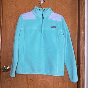 VINEYARD VINES Women’s S 1/4 Zip Polyester Pullover Teal w/Blue/white Striped